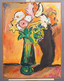 Antique American School Modernist Abstract Flower Still Life Framed Original Oil Painting (1 of 5)