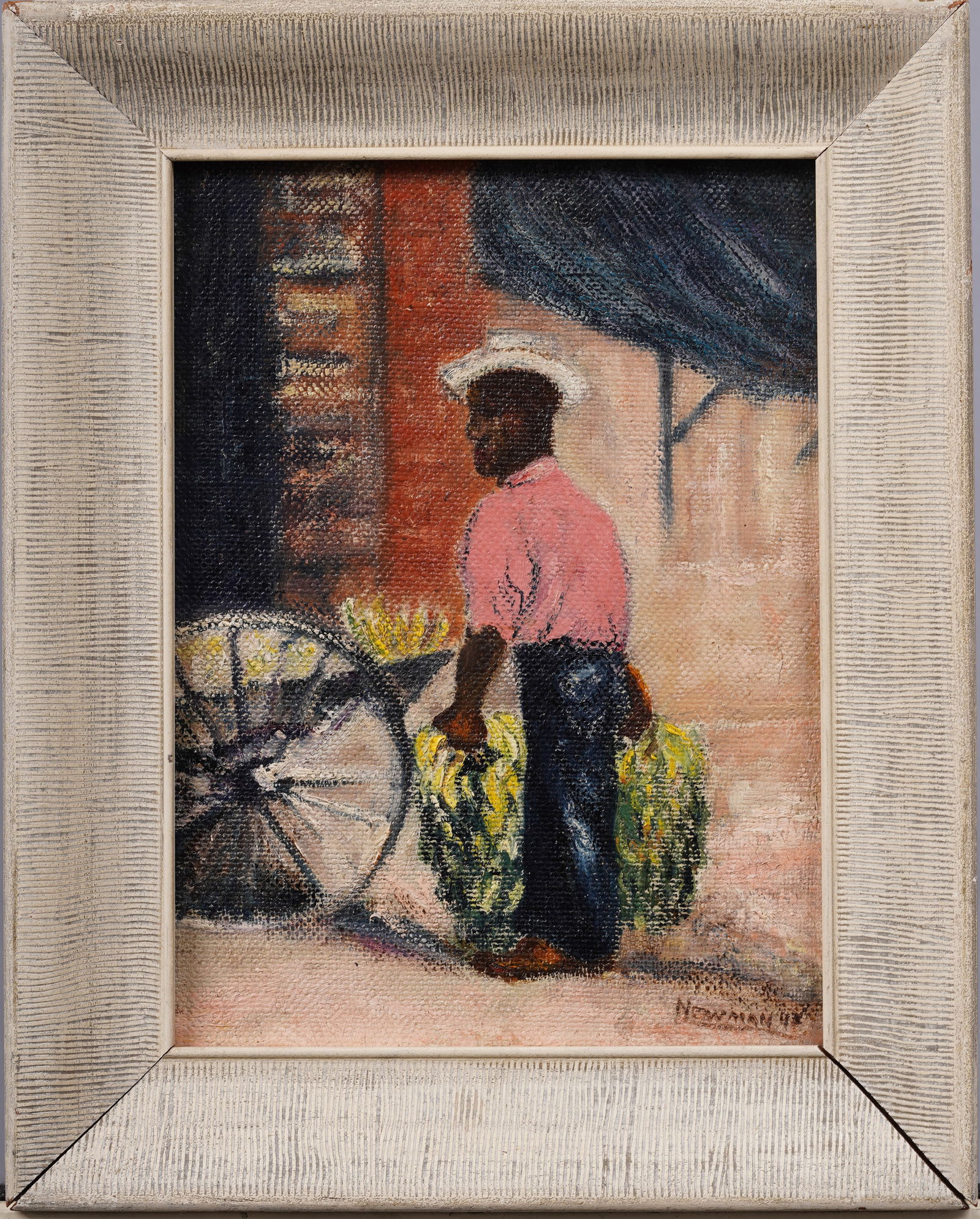 Antique American Impressionist Framed Southern School Charleston Market Scene Original Oil Painting (1 of 6)