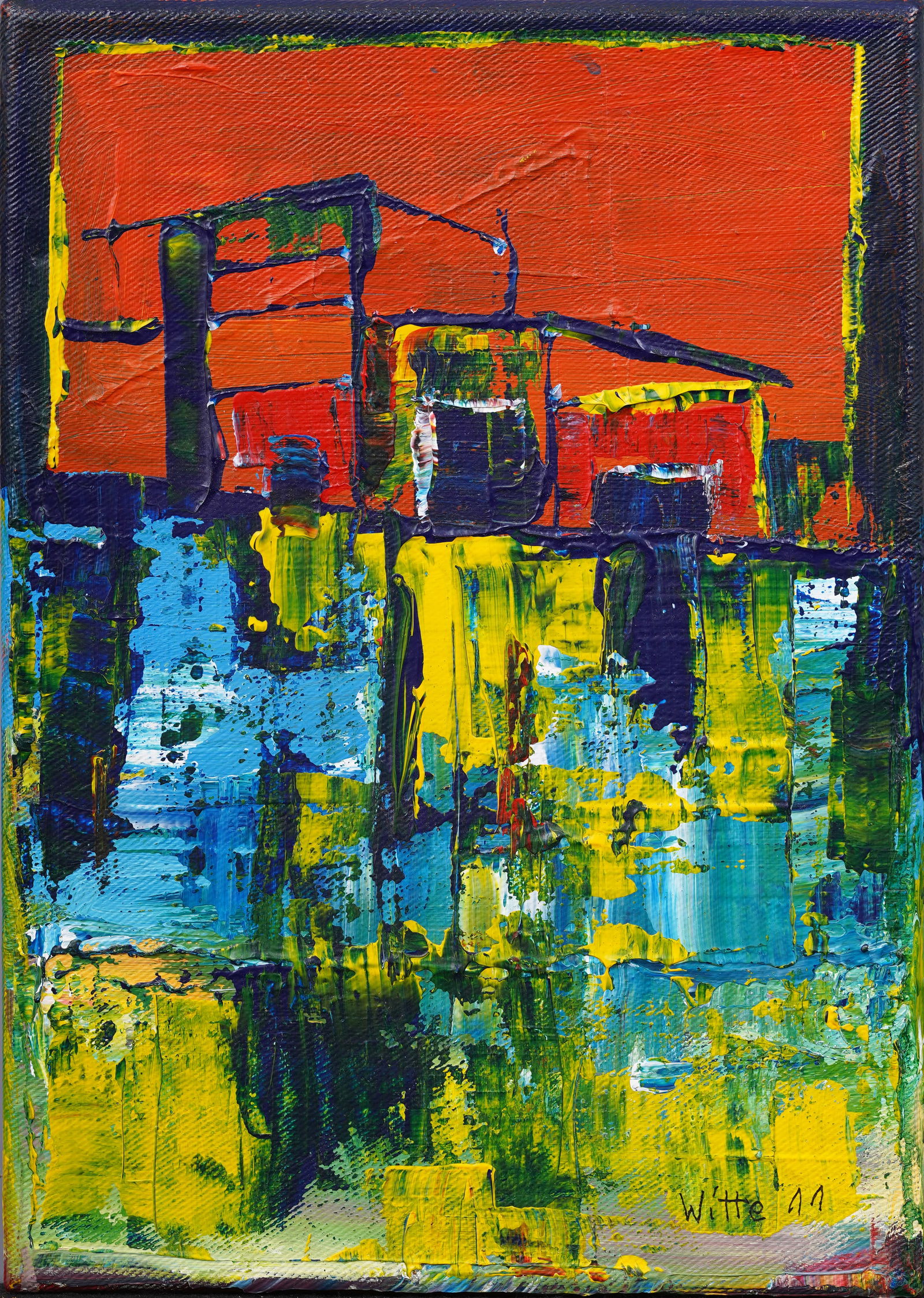 Vintage American School Abstract Expressionist Mid Century Modern Original Oil Painting (1 of 5)