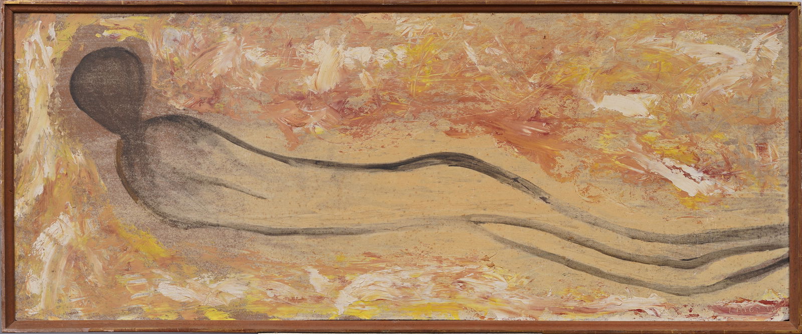Antique American School Signed HUGE Abstract Figural "L. Rigaud" APF Frame Original Oil Painting (1 of 6)