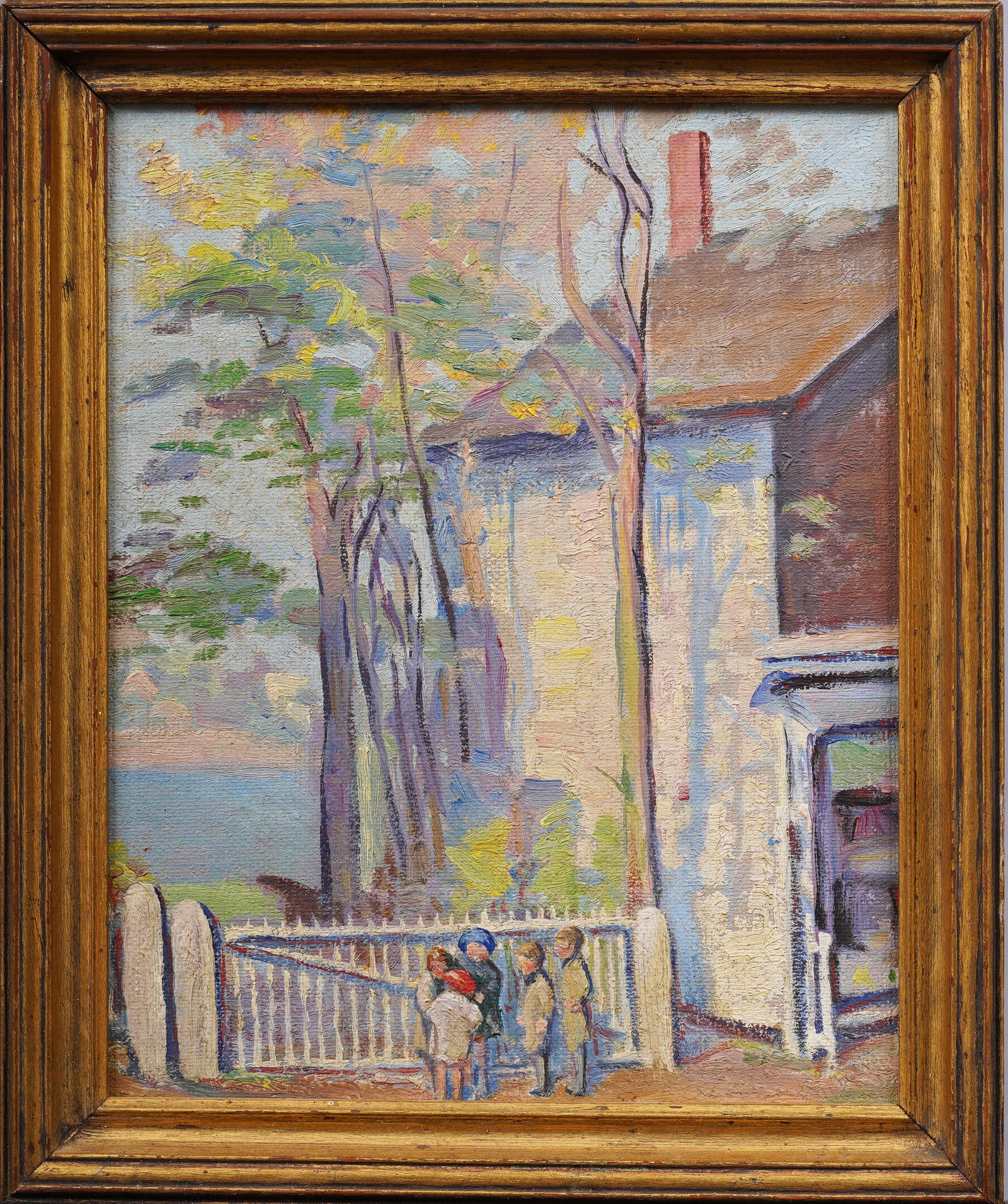 Cape Cod Street Scene Antique American Impressionist Original Oil Painting "Beach Plum Jelly Place" (1 of 5)