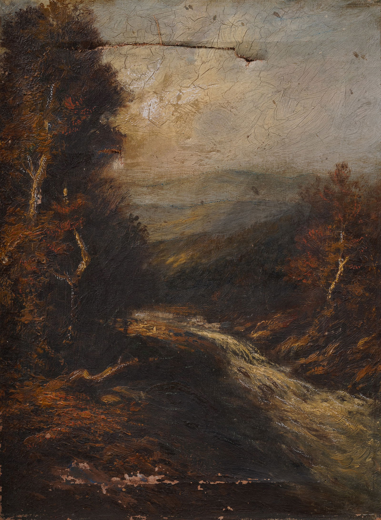 Antique American Hudson River School Original 19th Century Landscape Oil Painting for Restoration (1 of 4)