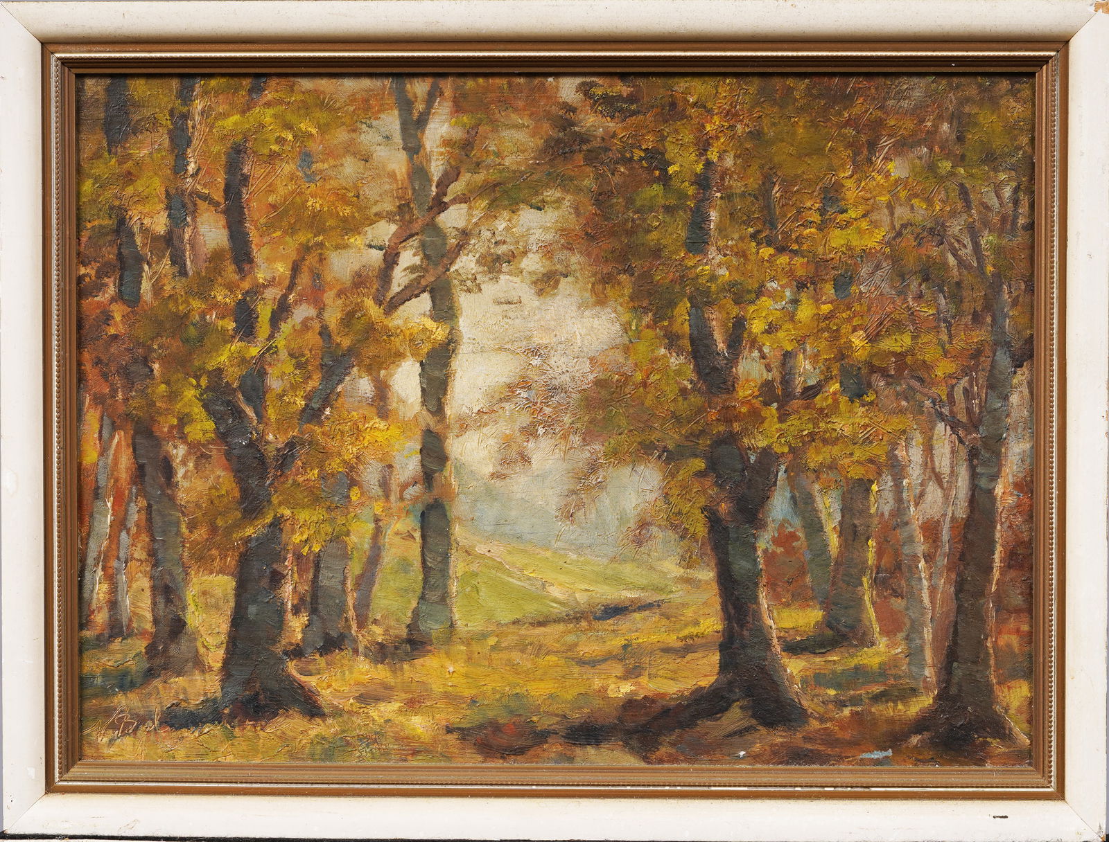 Antique American Impressionist Signed Framed Forest Interior Landscape Original Oil Painting (1 of 6)