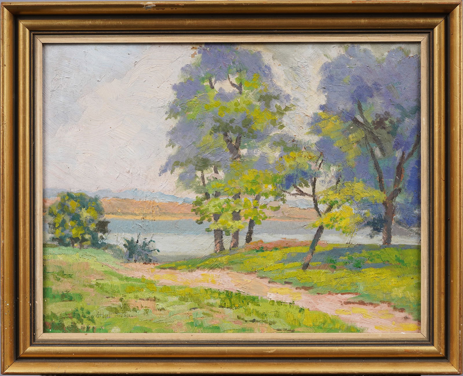 Long Island 1937 Signed Impressionist Landscape Framed Antique American Original Oil Painting (1 of 7)