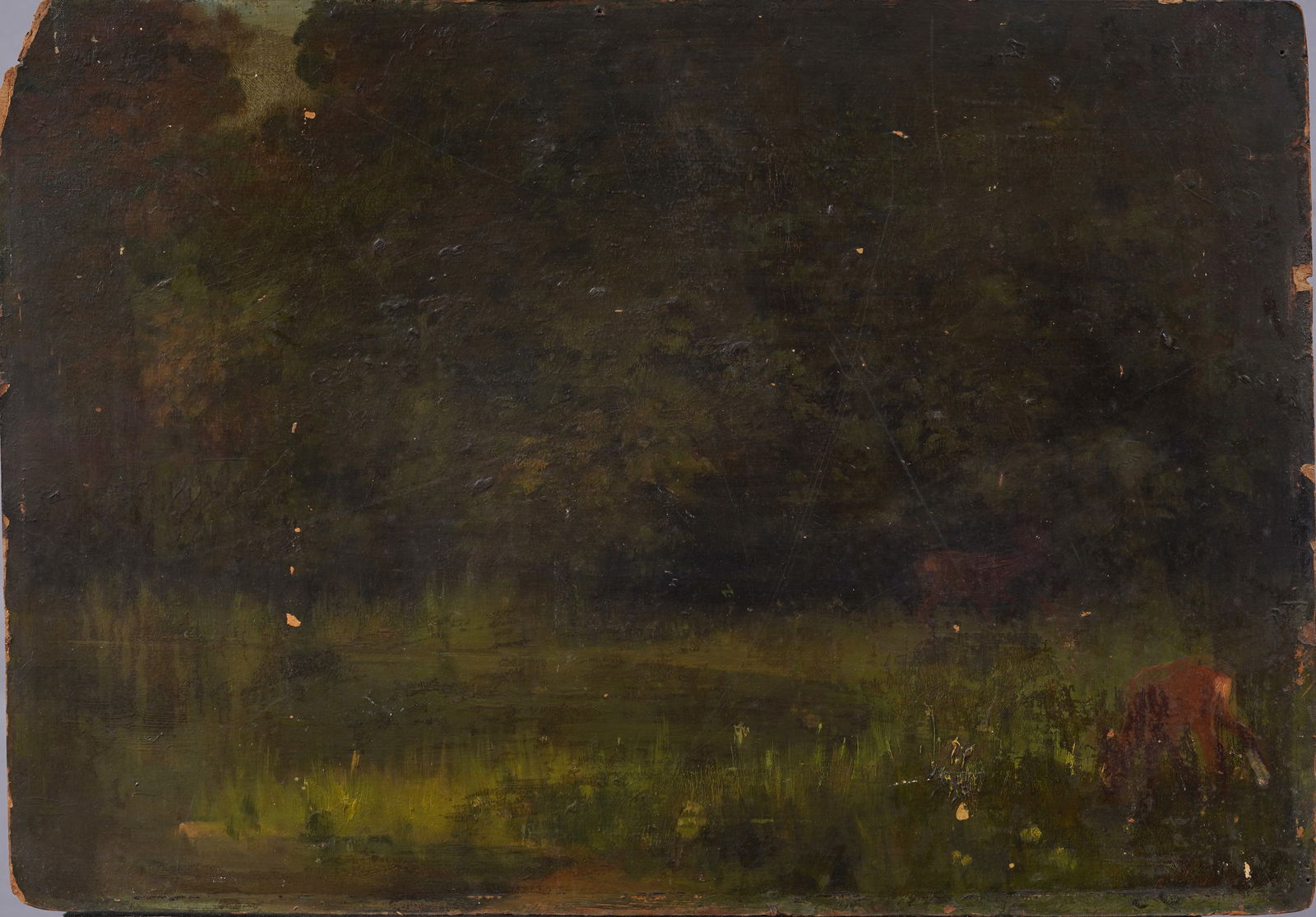 Ludwig Gustav Voltz (1825 - 1911) Antique German 19th Century Deer Grazing Landscape Painting (1 of 6)