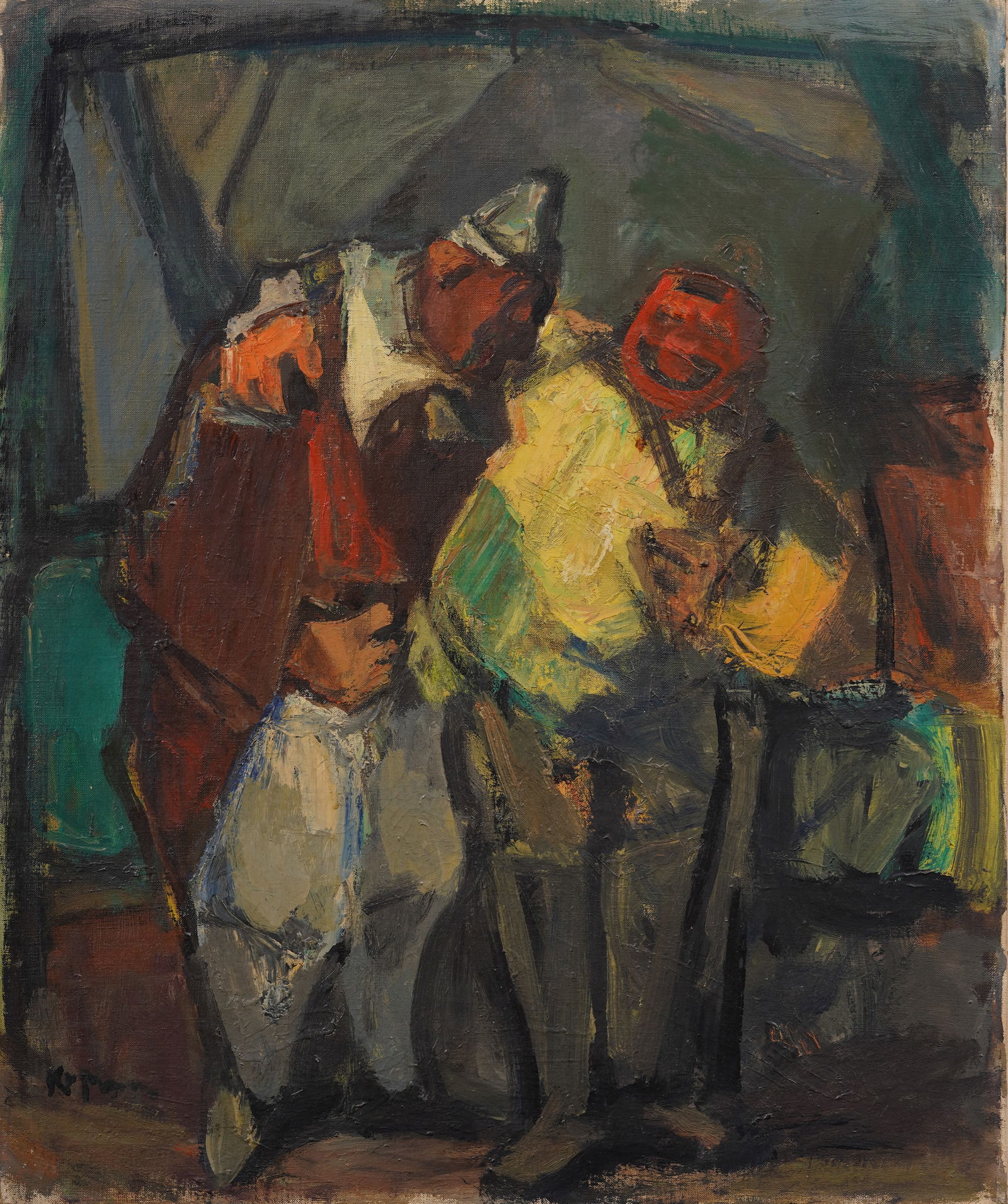 Benjamin Kopman (1887-1965) Modernist Happy Laughing Totally Normal Well Adjusted Clown Portrait (1 of 6)