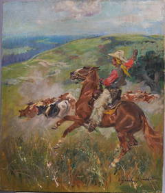 IMPORTANT Wojciech Adalbert Kossak (1857-1942) Antique Polish Impressionist Horse Landscape Painting (1 of 7)