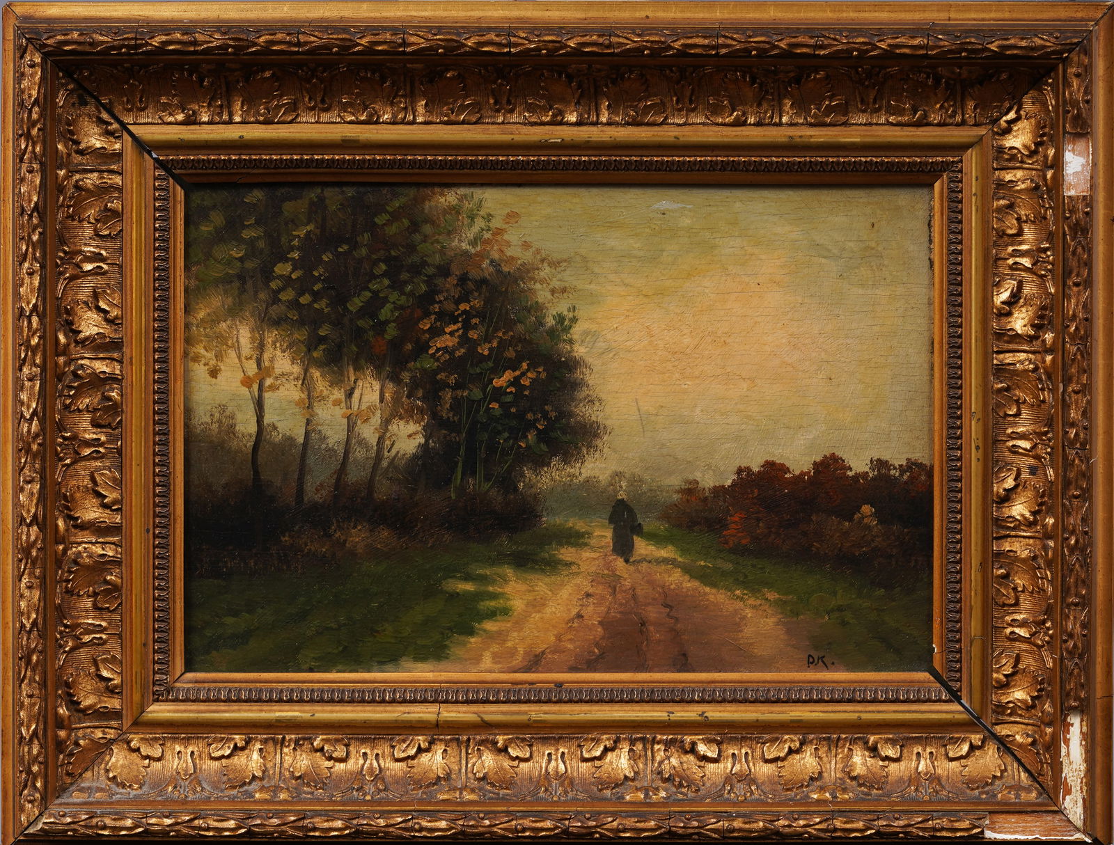 Antique European Framed Impressionist 19th Century Landscape Oil Painting (1 of 6)