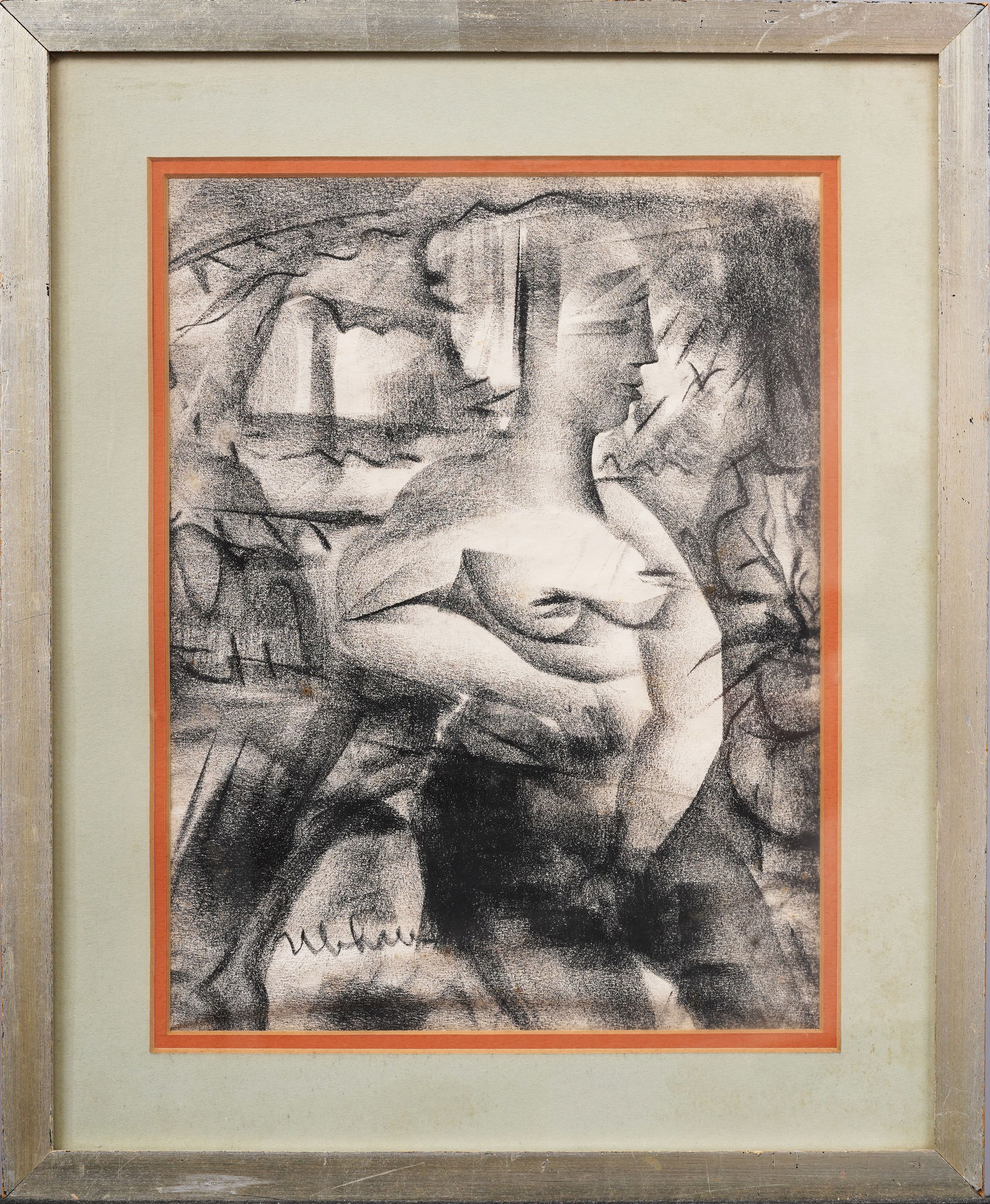 Robert Ubhaus Antique American Cubist Abstract Portrait Charcoal Drawing (1 of 6)