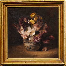 Antique American School Impressionist Flower Still Life Framed 19th Century Original Oil Painting (1 of 4)