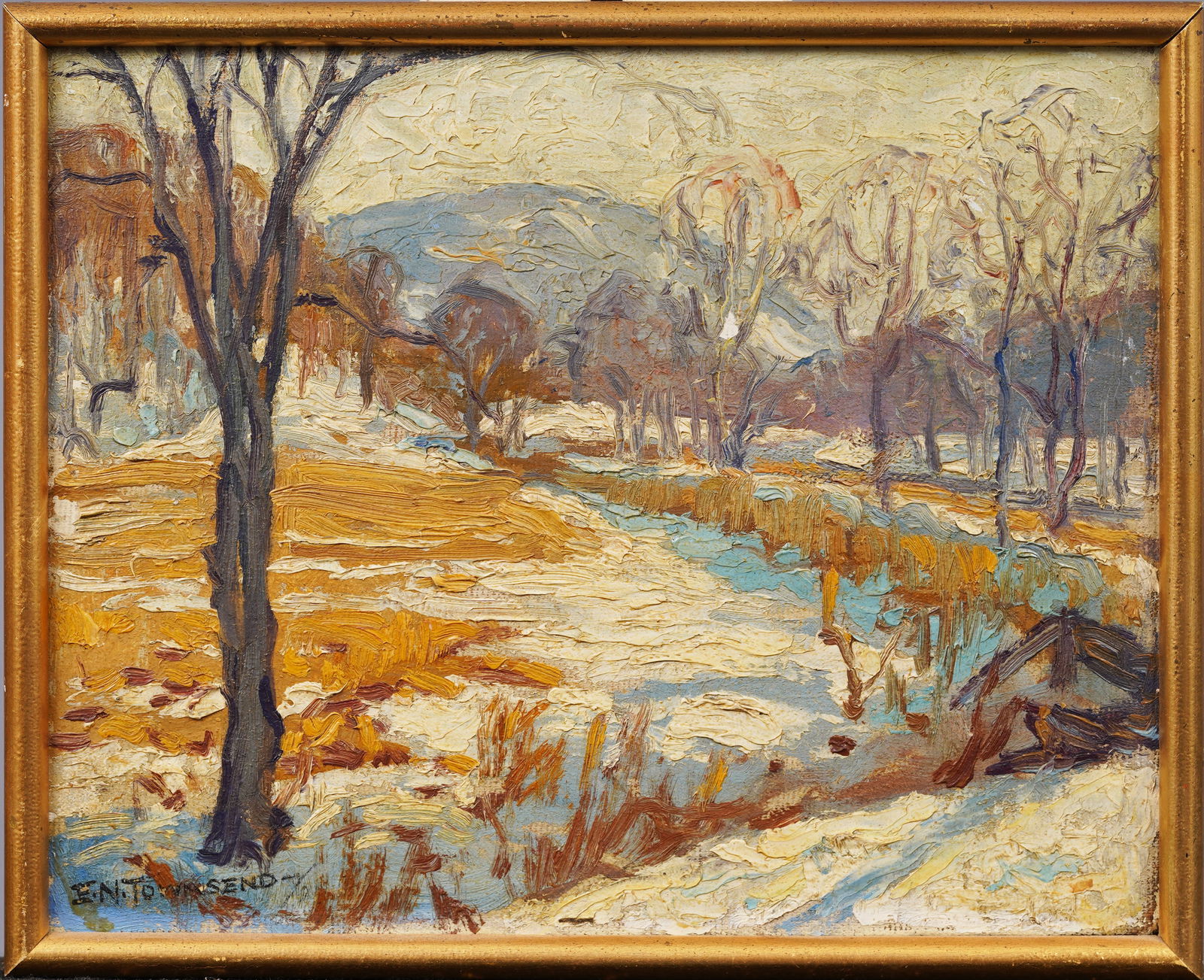 Ernest Nathaniel Townsend (1893 - 1945) Antique American Impressionist Winter Landscape Oil Paintin (1 of 6)