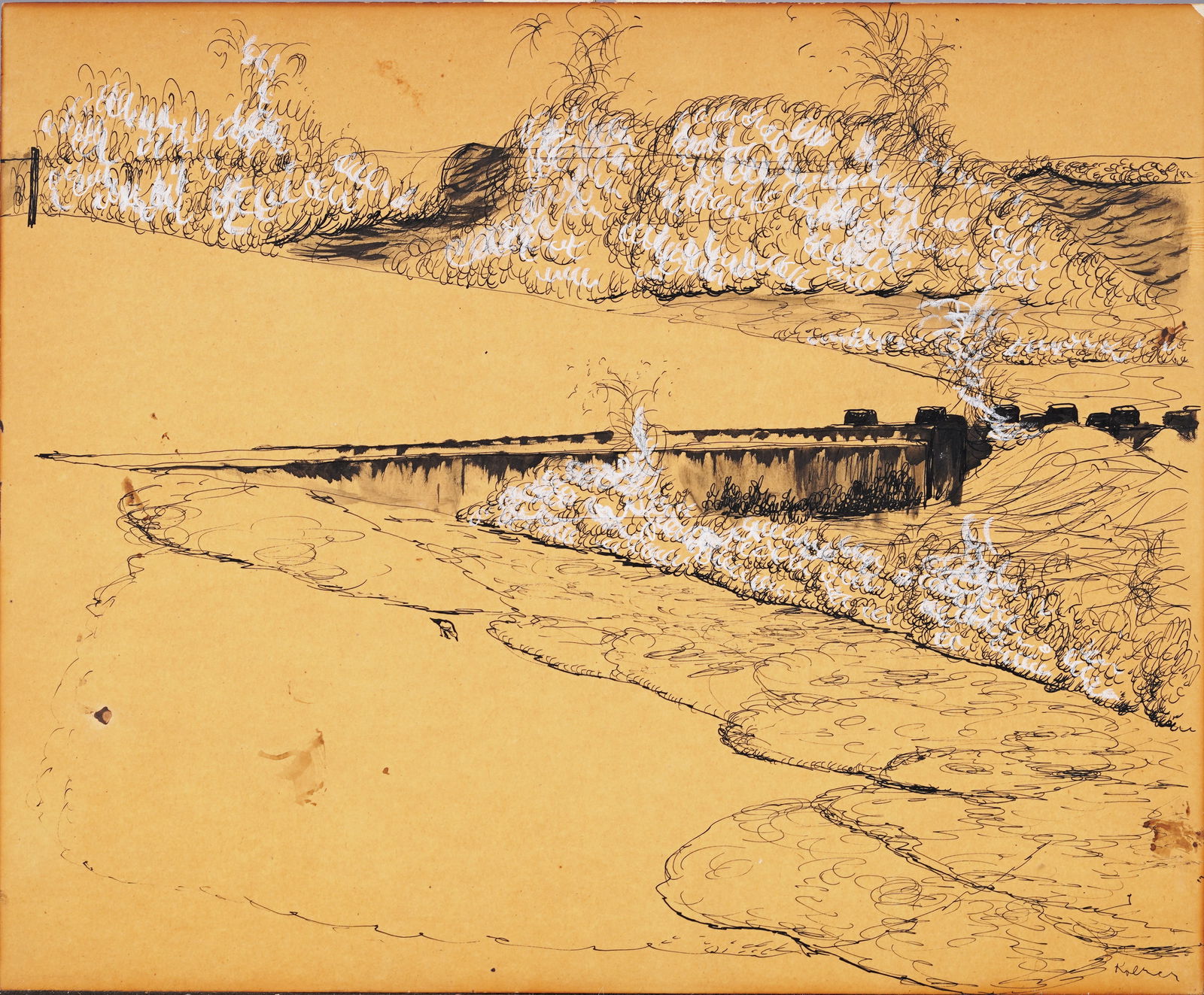 Henry Koerner (1915 - 1991) Antique American Modernist Landscape Original Signed Painting (1 of 6)