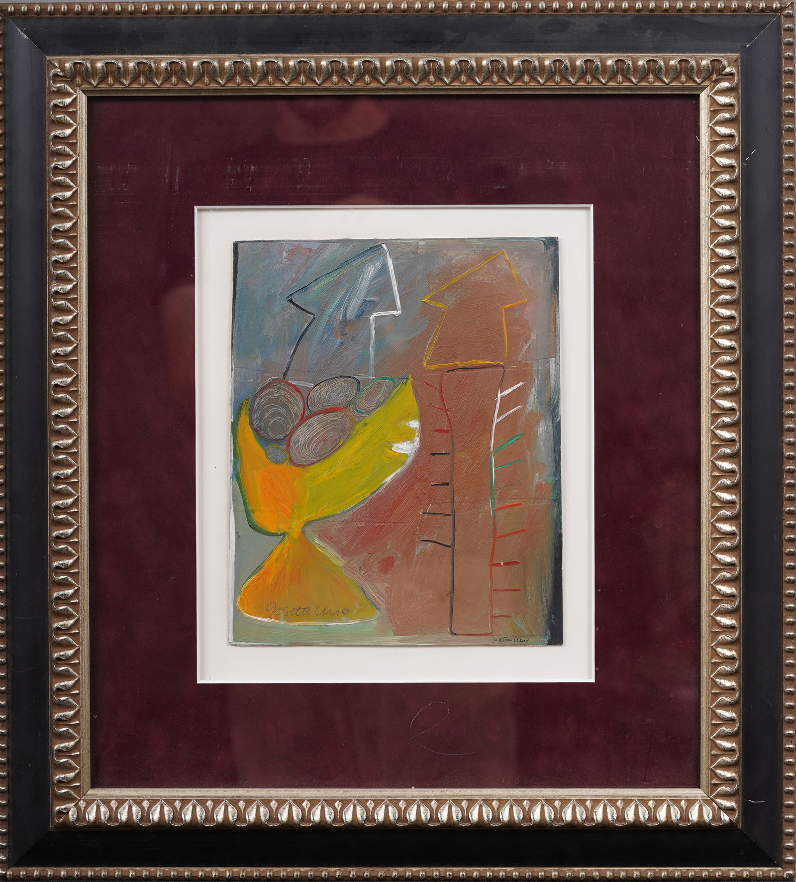 Josette Urso Contemporary Important Signed Female Modernist Abstract Framed Oil Painting (1 of 6)