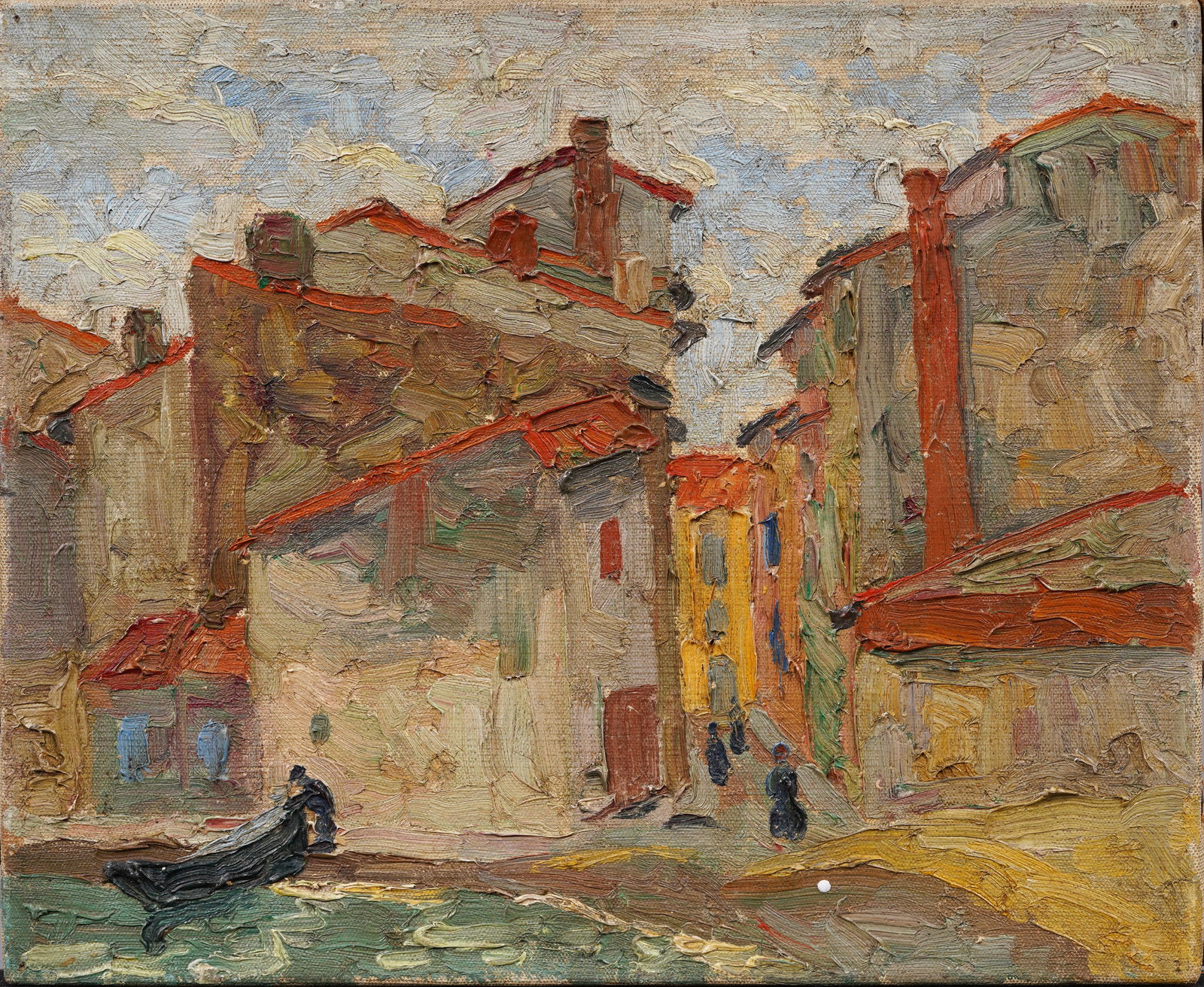 Antique French Impressionist Exhibited Coastal Town View 19th Century  Original Oil Painting (1 of 7)