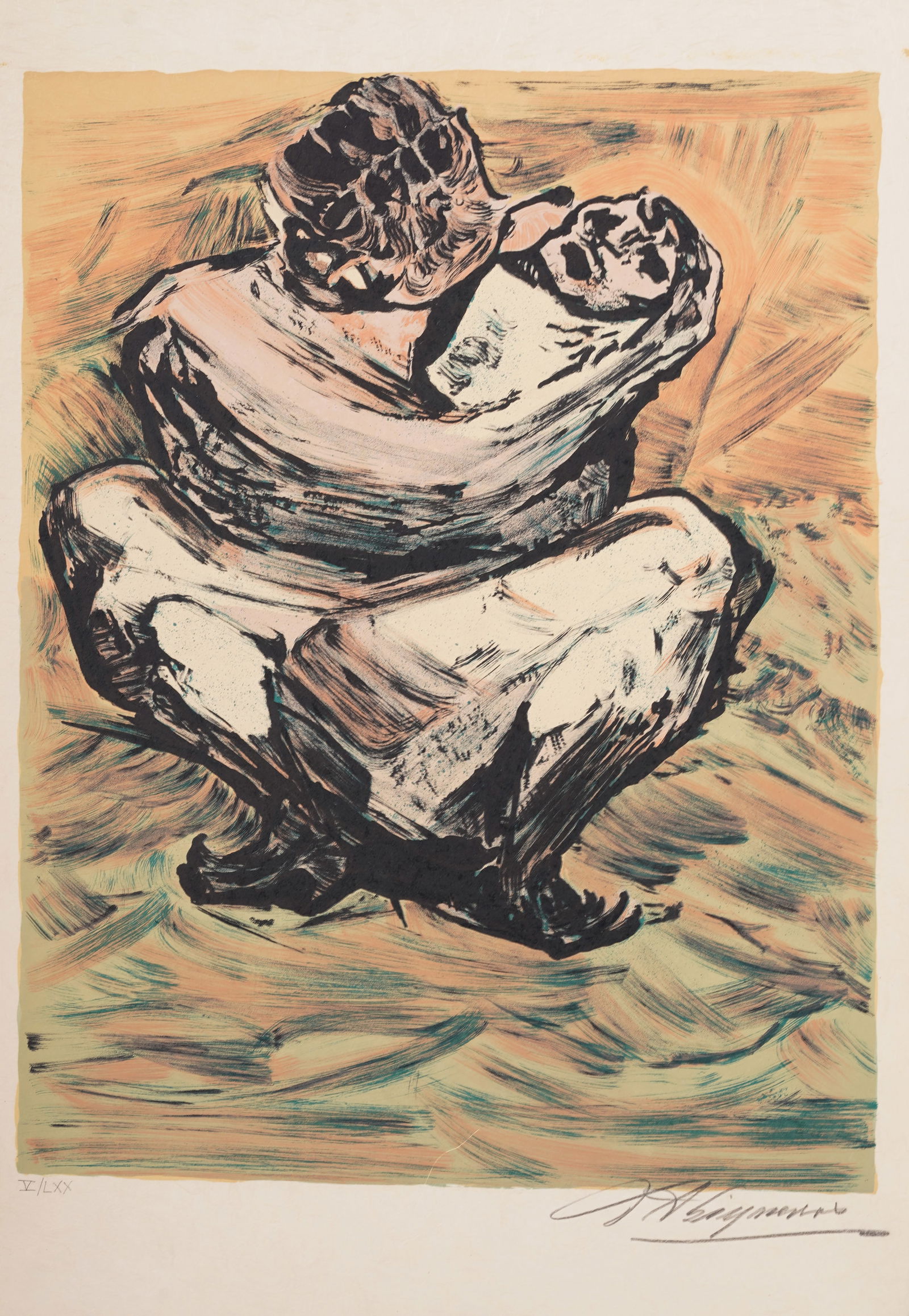 David Alfaro Siqueiros (1896-1974) Signed Numbered Original Lithograph "Prison Fantasies" Modern (1 of 6)