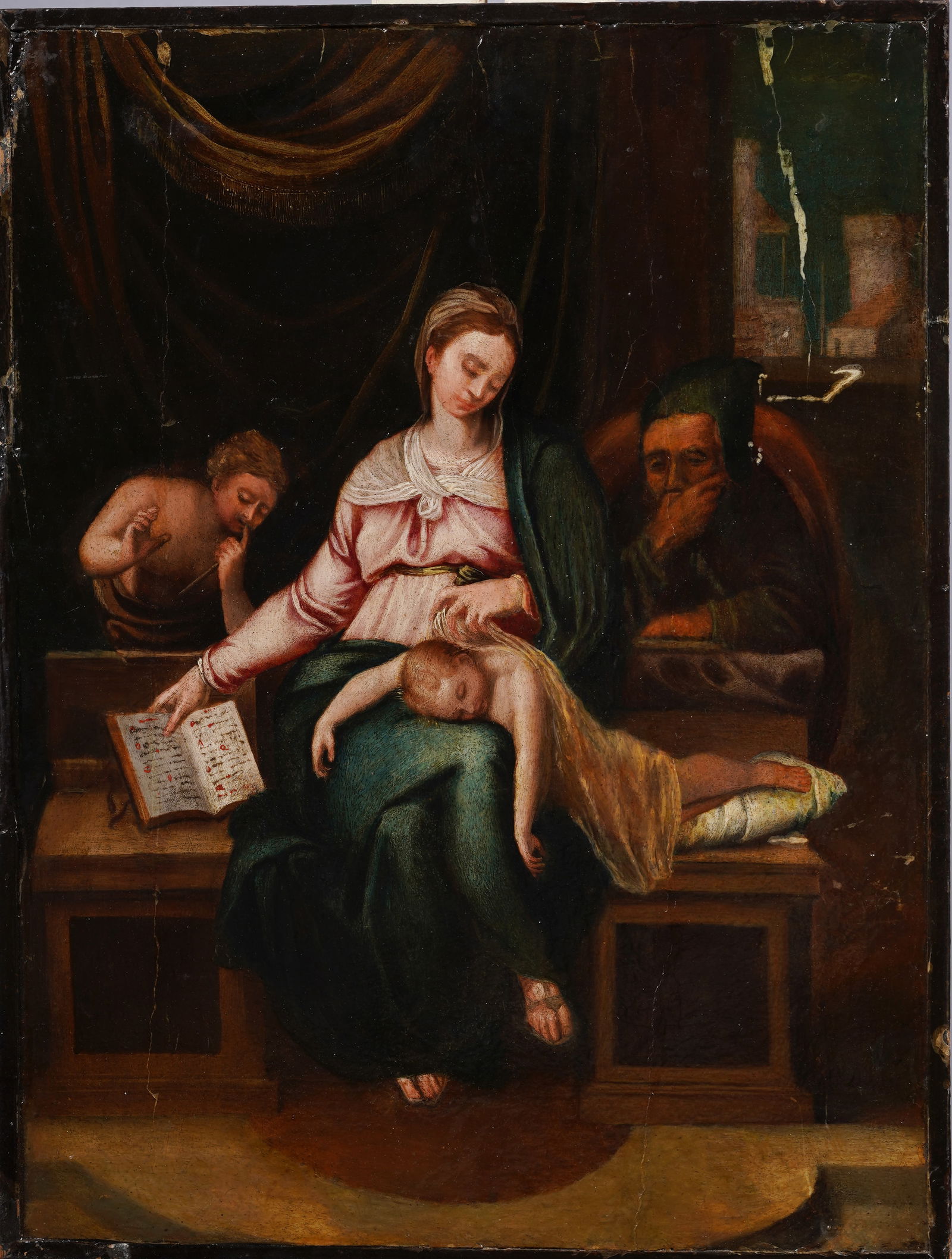 Antique European Old Master Religious Group Portrait Framed Oil Painting (1 of 4)