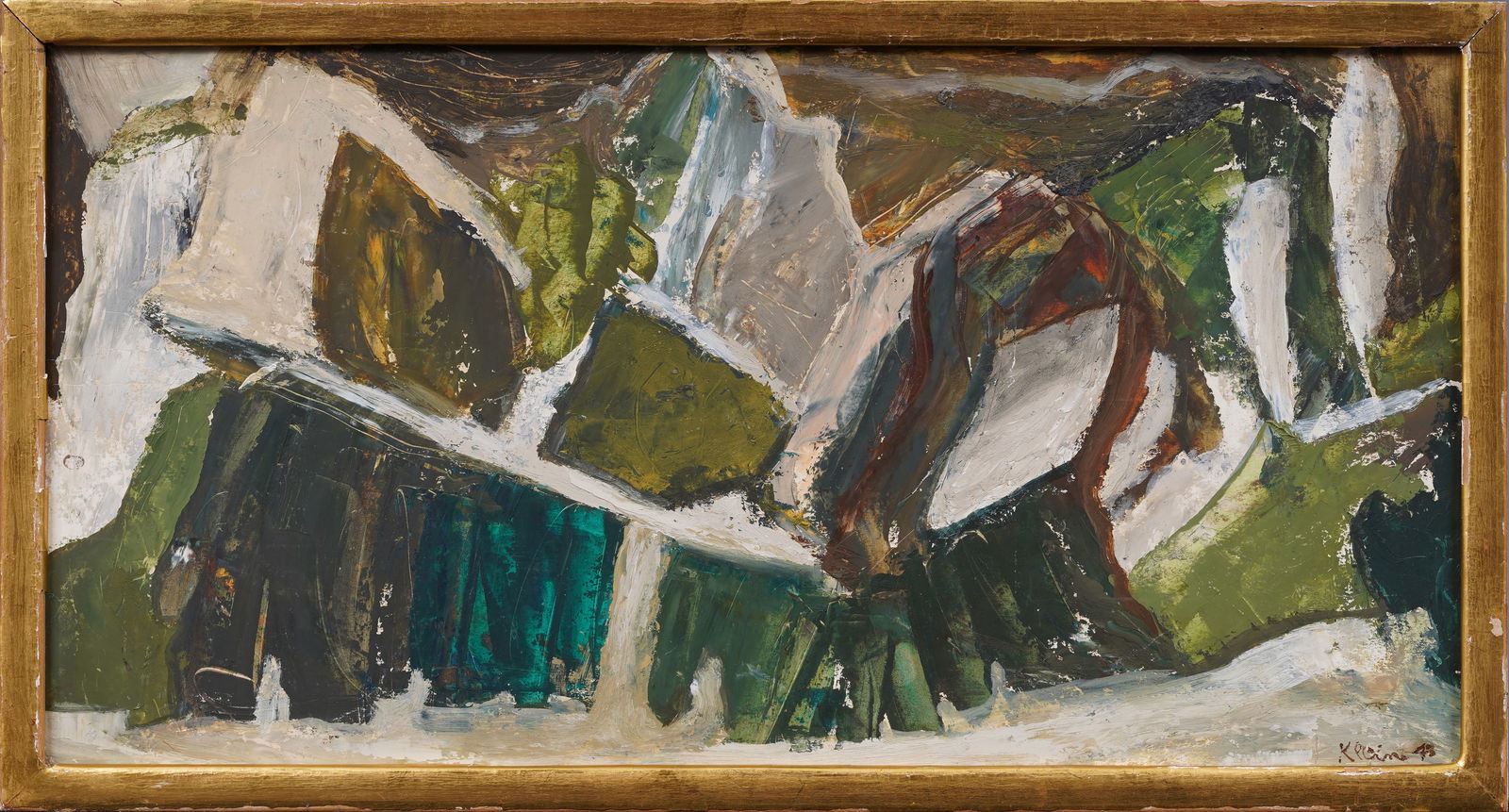 Signed "Klein" Antique American School Modernist Abstract Framed Original Oil Painting (1 of 5)