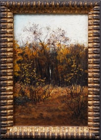 Antique French Impressionist Signed Fall Landscape Framed Original Oil Painting