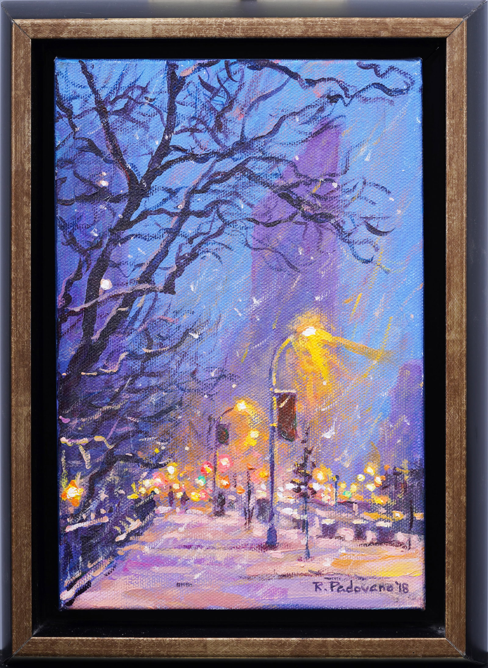 Robert Padovano Framed Contemporary New York Cityscape Winter Impressionist Oil Painting (1 of 6)