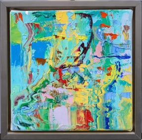 Linda Holt Contemporary Female Abstract Expressionist Framed Original Oil Painting