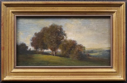 Antique French 19th Century Barbizon Landscape Signed Impressionist Framed Landscape Painting