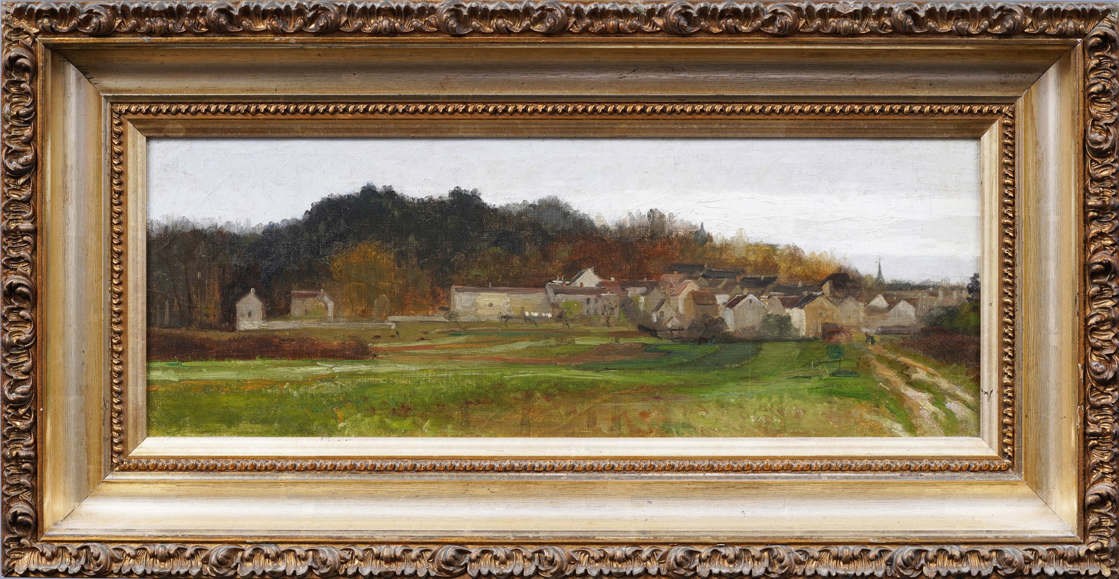 Antique Panoramic French Impressionist Framed 19th Century Landscape Oil Painting (1 of 6)