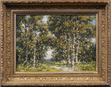 Antique Signed English 19th Century Impressionist Framed Landscape Oil Painting