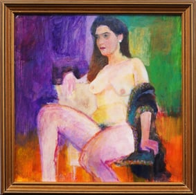 John Ivor Stewart (1936-2018) Antique English Modernist Nude Woman Fauvist Portrait Painting