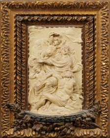 Antique European Carved Relief Sculpture Important Framed Antiquity