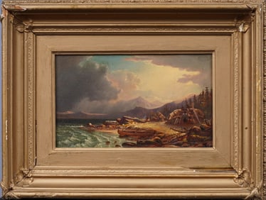 Augustus Rockwell (1822-1882) Antique Canadian Labrador Landscape Hudson River School Oil Painting