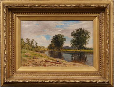 John William Hill (1812-1879) Antique American Hudson River School Exhibited Rare Oil Painting
