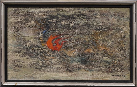 Mid Century Modern Signed "Donkey 1965" Framed Abstract Expressionist Oil Painting