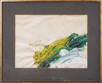 MONKEY ART!  Rare Mid Century Abstract Expressionist Framed Oil on Paper Painting