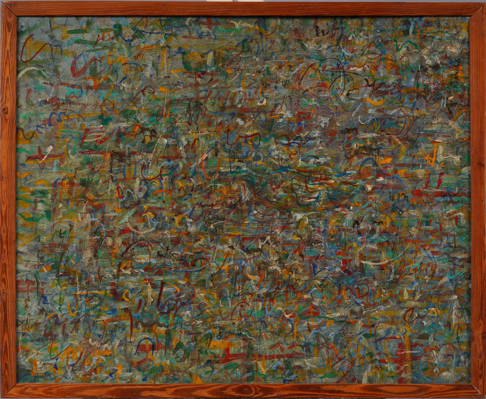 Superb Antique American Abstract Expressionist Mid Century Modern Action Original Oil Painting (1 of 6)