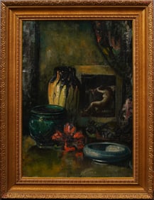 Henry Albert Botkin (1896 - 1983) Antique American Modernist Interior Still Life Signed Oil Painting