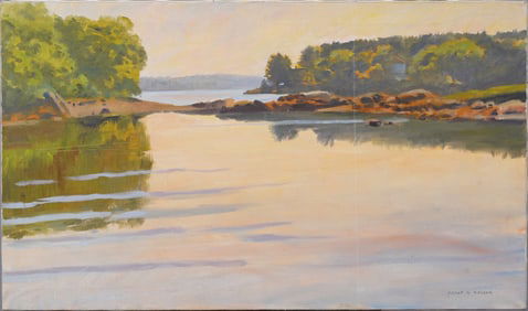 Deane Keller (1901 - 1992) Antique American Impressionist Connecticut River Twilight Oil Painting