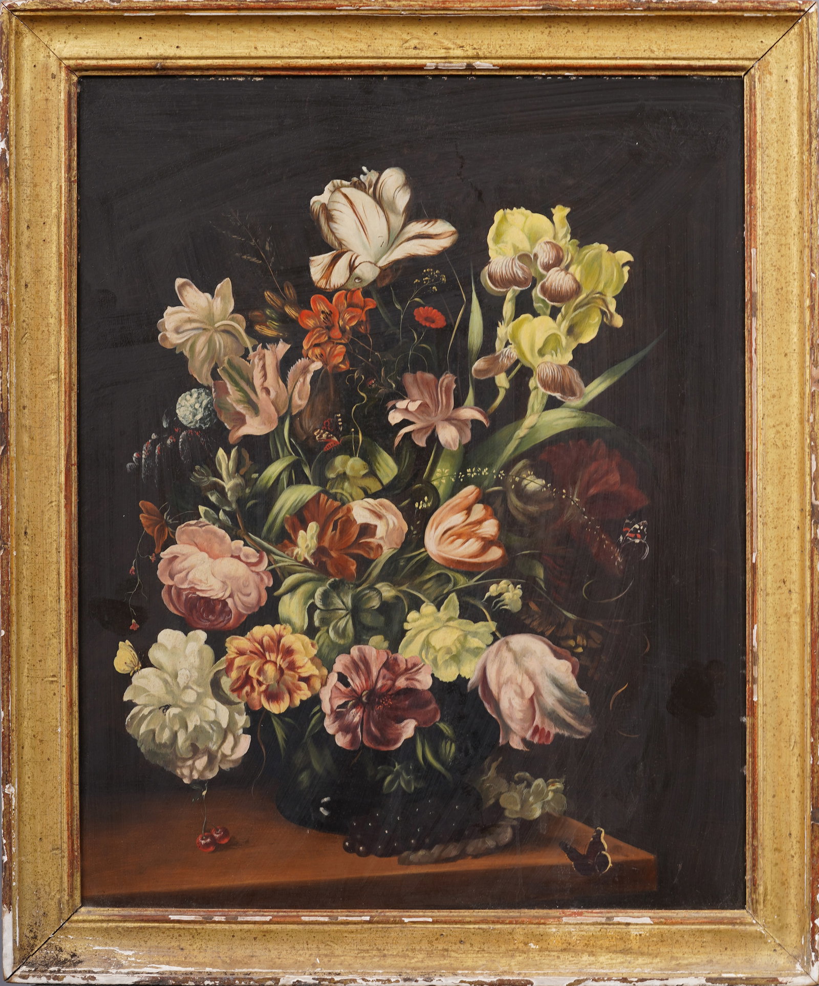 Antique European Classical Flower Still Life Framed Original Oil Painting (1 of 5)