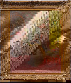 Albert Breaute (1853-1939) Signed French Impressionist Elegant Interior Nail Salon Framed Painting