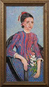 Alec Montroy (1918 - 2006) Antique American Impressionist Portrait Framed Rare Oil Painting