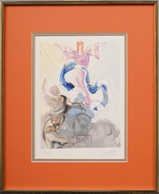 Salvador Dali (1904-1989) Signed Original Framed Surreal Portrait and Abstract Landscape Etching