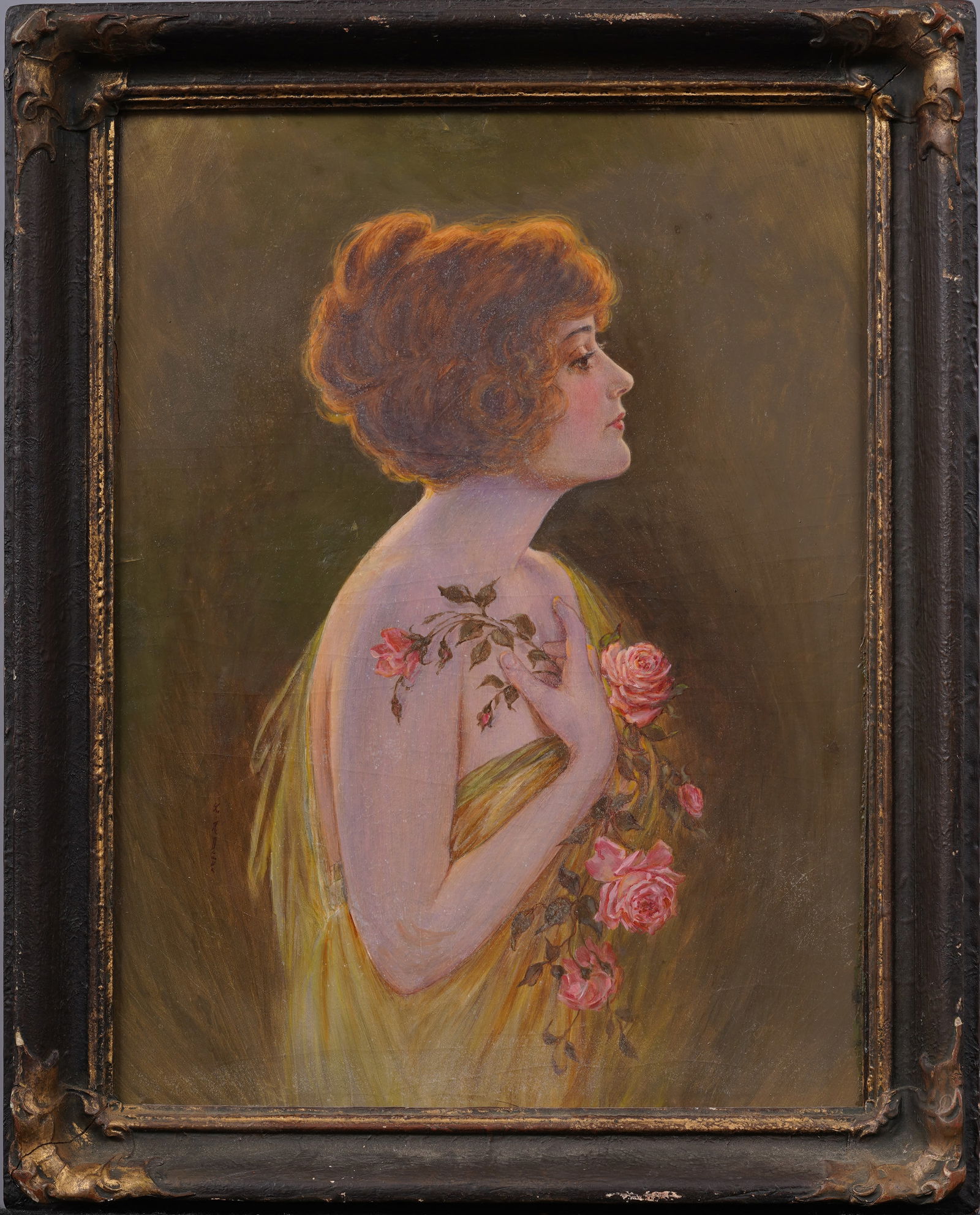 Lillian Reubena Deane (1881-1972) Antique American Art Nouveau Woman Portrait Framed Oil Painting (1 of 6)