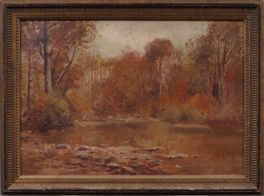 Edgar Hewitt Nye (1879-1943) Antique American Impressionist Fall Landscape Signed Oil Painting