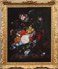 Musuem Quality Super Realist Nicely Framed Flower Still Life Original Oil Painting