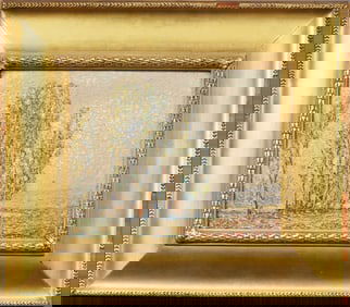 William Otis Swett (1859-1938) Antique American Pointillist Landscape Framed Original Oil Painting