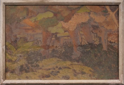 Interesting and Well Painted Early 1900s Modernist Abstract Landscape Framed Painting