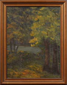 Naomi Lorne (1902-1964) Antique American Impressionist Woman Artist Framed Landscape Oil Painting
