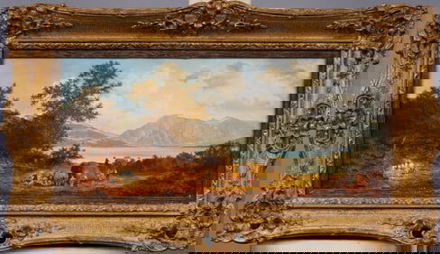 Superbly Painted Super Realist 19th Century European Mountain River Landscape Framed Painting