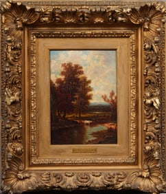 John William Casilear (1811-1893) Antique American Hudson River School Signed Landscape Oil Painting