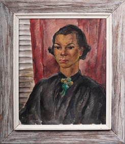 Marion Huse (1896-1967) Antique American Signed Modernist Woman Portrait Original Oil Painting