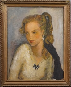 Antique French Impressionist Paris School Fashionable Portrait Signed Framed Oil Painting